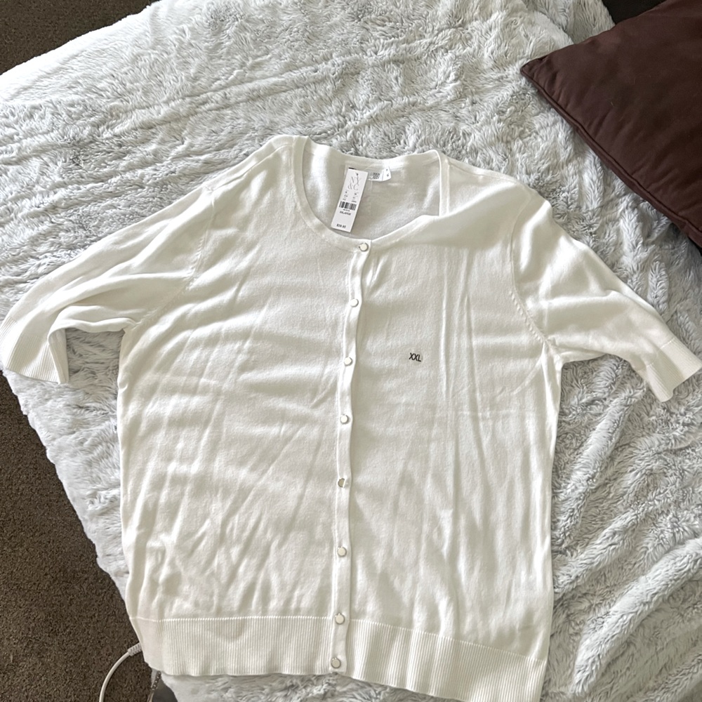 NWT white sweater with cropped sleeves